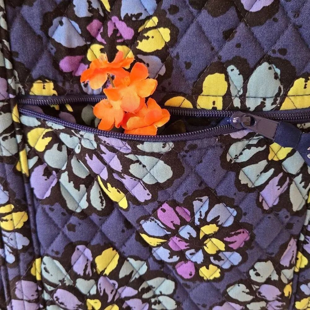 Vera Bradley Womens Indigo Pop Floral Toggle Closure Beach Tote Bag Blue La - Picture 5 of 11